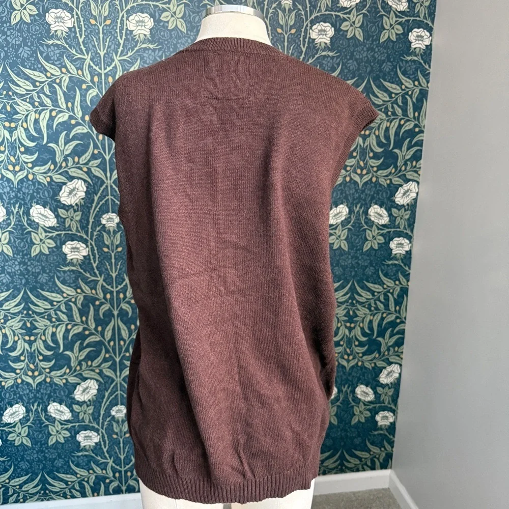 Whisky Grandpa Chocolate Brown Cotton Cashmere V Neck Sweater Vest - Picture 2 of 7